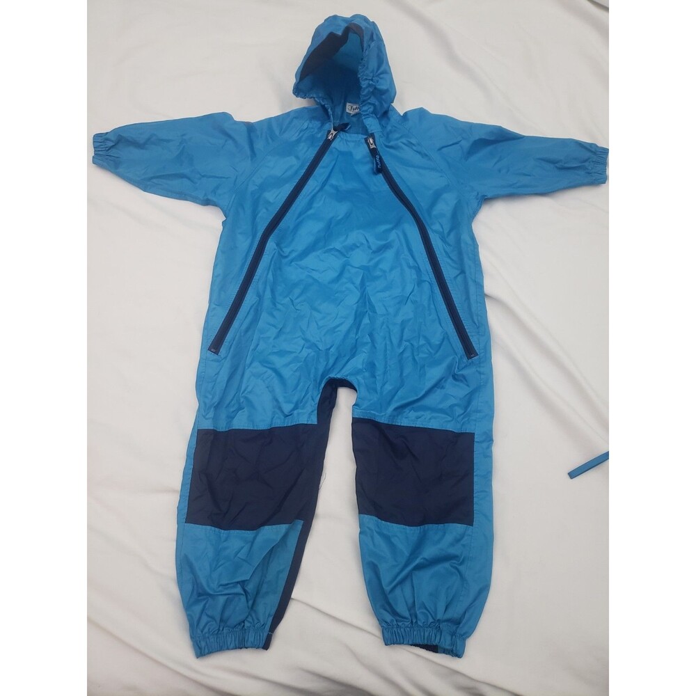Tuffo Rainsuit Infant Boys 4T Blue Hooded Polyester Taped Seams Muddy Buddy